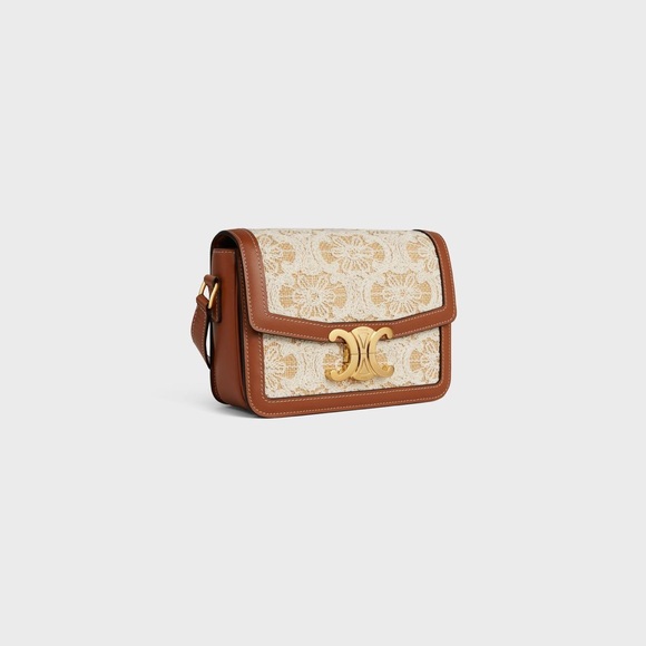 Celine Teen Triomphe Embroidered Raffia Textile Bag - Picture 2 of 14